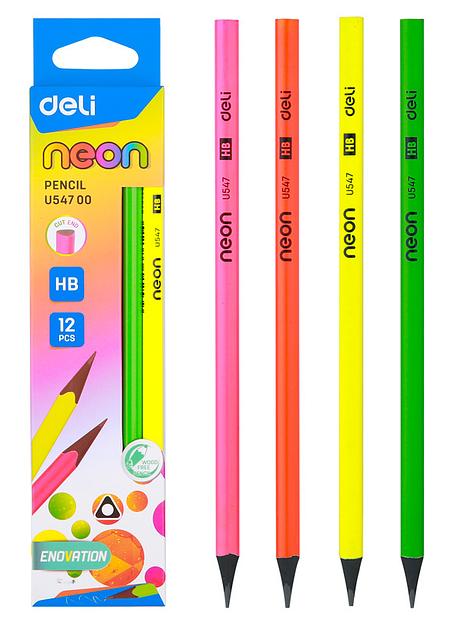 Карандаш чернографит. Deli EU54700-1 HB трехгран. пластик ластик корпус ассорти коробка (1шт) фото 1