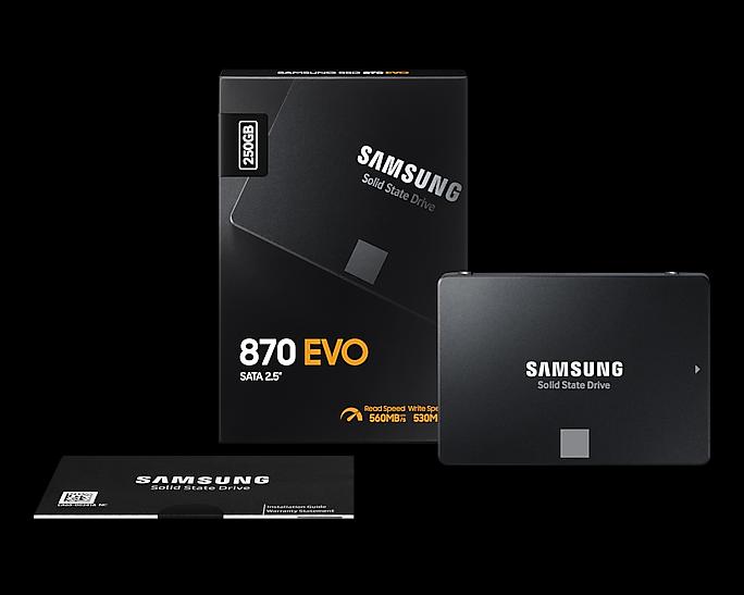 SSD Samsung 870 EVO 250Гб, 2.5", SATA3, Retail, MLC, Чтение:560мб/с, Запись:530мб/с (MZ-77E250BW) фото 3
