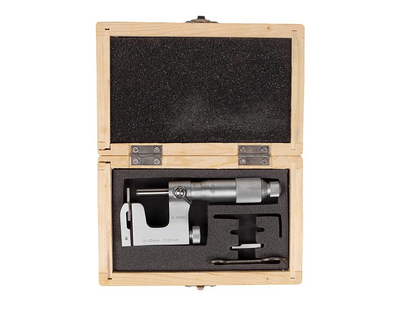 Микрометр гладкий МКУ- 25 0,01 с плоской пяткой SHAN (госреестр № 75427-19) с поверкой фото 3