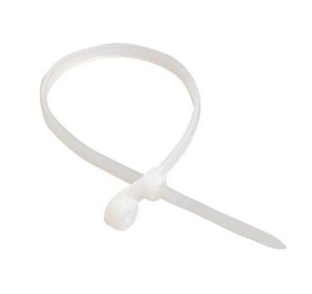 Хомут кабельный 3.5х200 нейл. бел. с отвер. для крепления фото 1