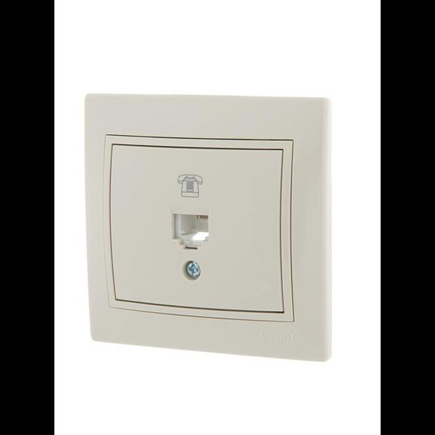 Розетка телефонная 1-м СП Mira RJ11 крем./крем.. LEZARD 701-0303-137 фото 2