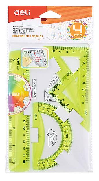 Набор для чертежей Deli EG00602 корпус ассорти в компл.:линейка 15см/прямоуг.2шт фото 7