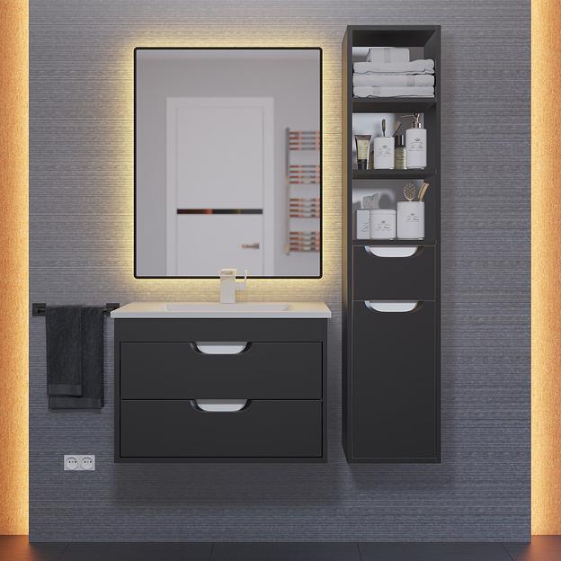 Тумба под раковину для ванной Uperwood Modul 65 см, подвесная, матовая, черная фото 10