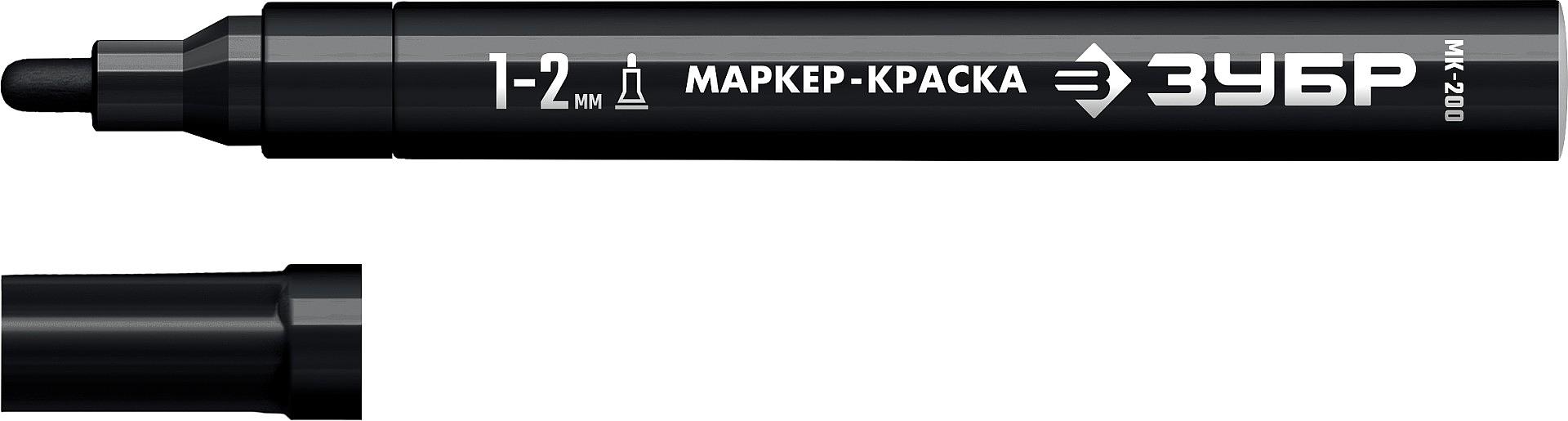 ЗУБР МК-200 черный, 1 мм маркер-краска (06326-2) фото 1