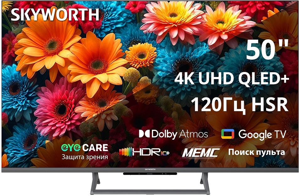 Телевизор QLED Skyworth 50" 50Q67H Google TV Frameless черный/серый 4K Ultra HD 60Hz DVB-T DVB-T2 DVB-C DVB-S DVB-S2 USB WiFi Smart TV фото 1
