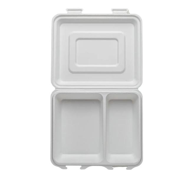 Ланч-бокс одноразовый 2 секции ЭкоПак из древесной целлюлозы (биоразлагаемый) белый, 25 шт фото 5