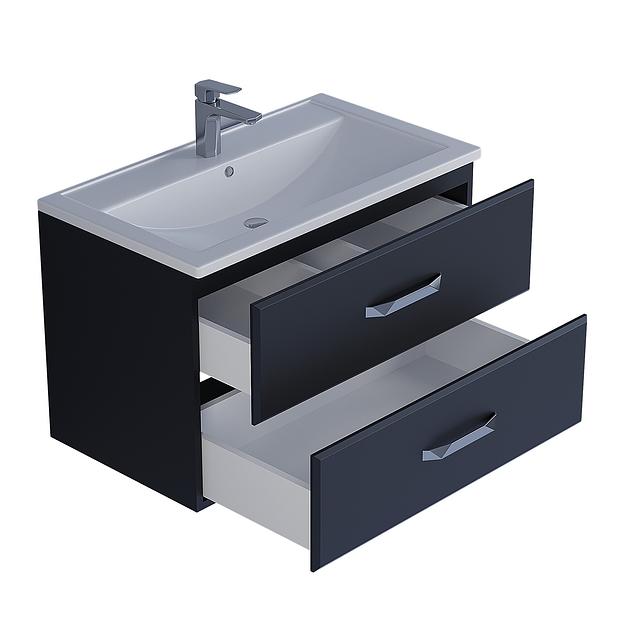 Тумба с раковиной для ванной Uperwood Foster 80 см, подвесная, черная фото 10