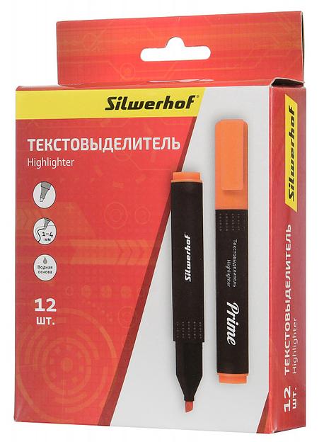 Текстовыделитель Silwerhof Prime 108031-06 скошенный пиш. наконечник 1-4мм оранжевый коробка фото 2