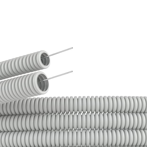 Dkc 91950 Труба ПВХ гибкая гофр. д.50 мм, лёгкая с протяжкой, 15м, цвет серый фото 1