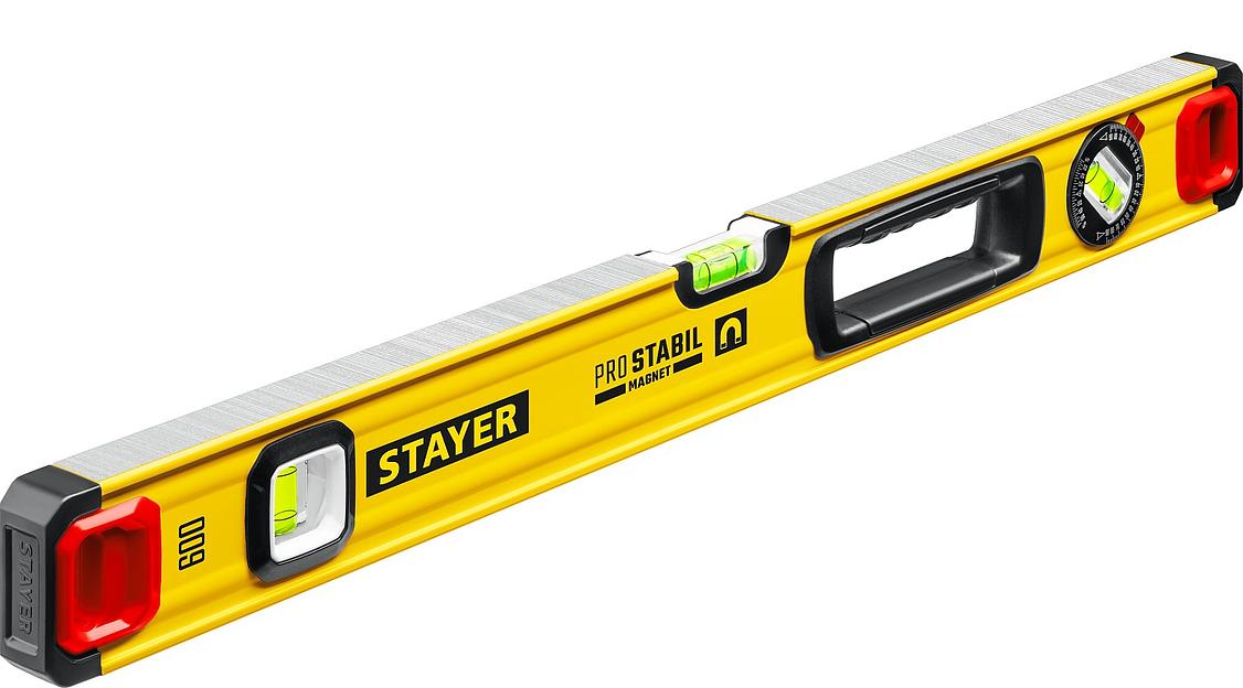 STAYER PRO STABIL, 600 мм, усиленный профиль, магнитный уровень с поворотным глазком, Professional (3480-060) фото 1