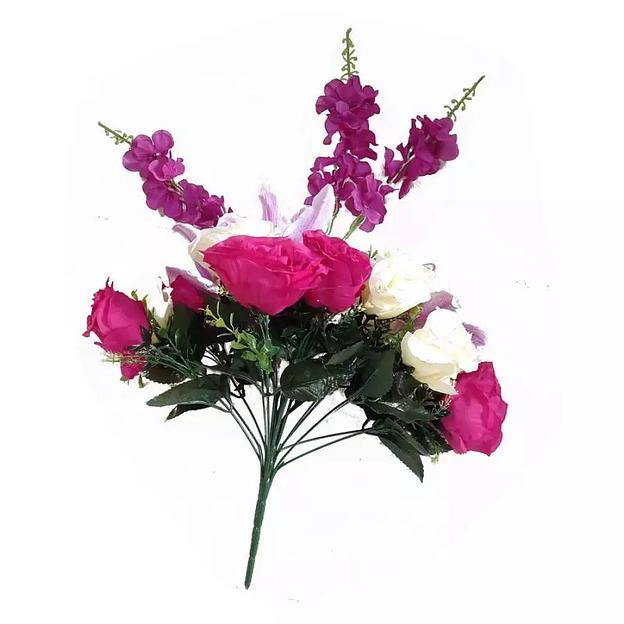 Букет 3 лилии, 12 роз и 3 ванды (люпины) 65см фото 1