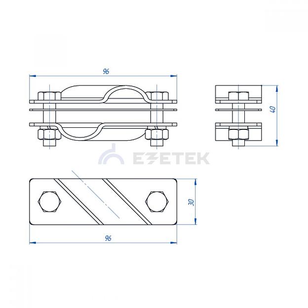 Зажим заземления стержень - стержень диагональный, оцинк. фото 2