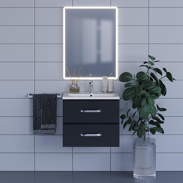 Тумба с раковиной для ванной Uperwood Foster 60 см, подвесная, черная фото 4