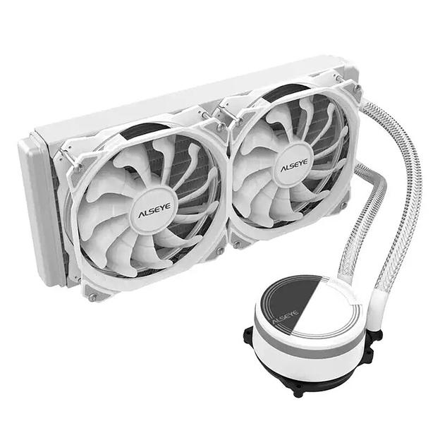 Жидкостное охлаждение Alseye M240, х2x120мммм, 600~1800rpm, 4-pin, Al, белый/RGB, 67.6CFM, 37дБ, INTEL 1200/115x/775/2066/2011/1366, AMD AM5/AM4/AM3(+)/AM2(+)FM1, помпа: 2600rpm, графитовый подшипник (AS.02.01.0005) фото 2