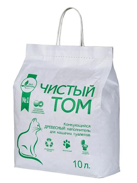 Комкующийся древесный наполнитель для кошачьего туалета Чистый Том, 4 кг (10 л) фото 1