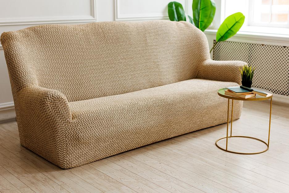 Чехол на трёхместный диван Чехлы&Пледы «Букле» ваниль ОПТ фото 2