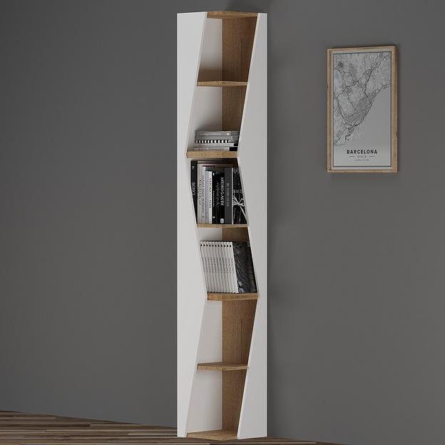 Стеллаж угловой «Астион» 2100×316×316 белый / дуб бунратти опт фото 1