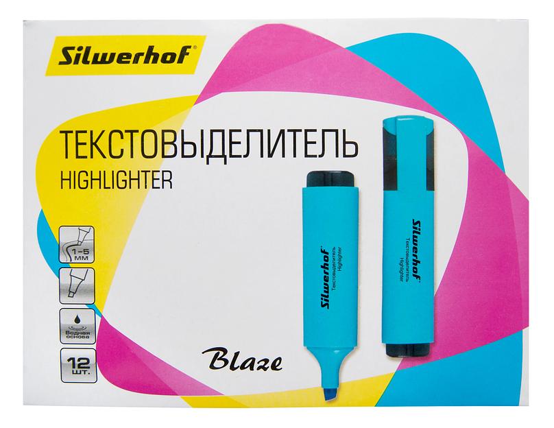 Текстовыделитель Silwerhof Blaze 108036-07 скошенный пиш. наконечник 1-5мм голубой картон фото 3
