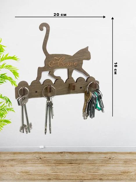 Ключница деревянная настенная SCHcom «Кошка» 20х16 см, палисандр фото 2