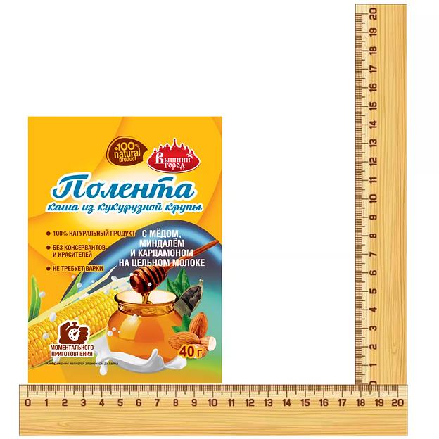 Каша из кукурузной крупы моментального приготовления Вышний город «Полента» с мёдом, миндалем и кардамоном на цельном молоке, 40 г ОПТ фото 2