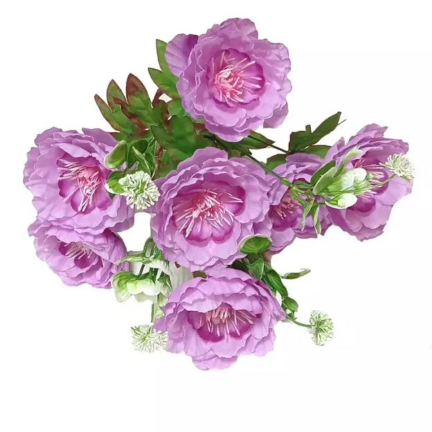 Букет пионов 7 голов с зеленью 44см 425-725 фото 6