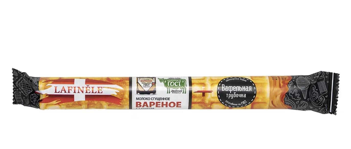 Вафельная трубочка «Lafinele» с варёным сгущёным молоком 70 гр, опт фото 1