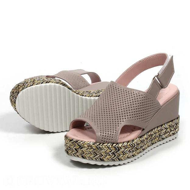 Босоножки женские из натуральной кожи на танкетке р-р.34, арт.2023-33 какао ОПТ фото 3