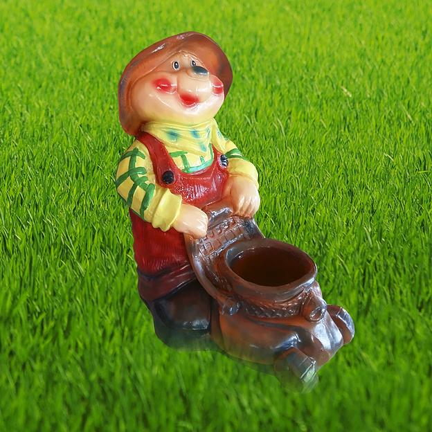 Садовая фигурка из гипса Все в сад «Садовник с тележкой» 50×40×29 см фото 2