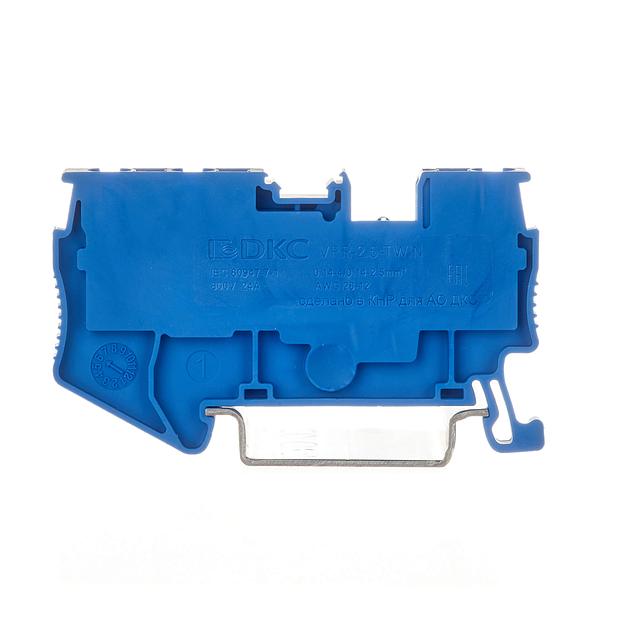 Клемма проходная, зажим push-in, 3 точки подключения, 2.5 кв.мм, синяя фото 2