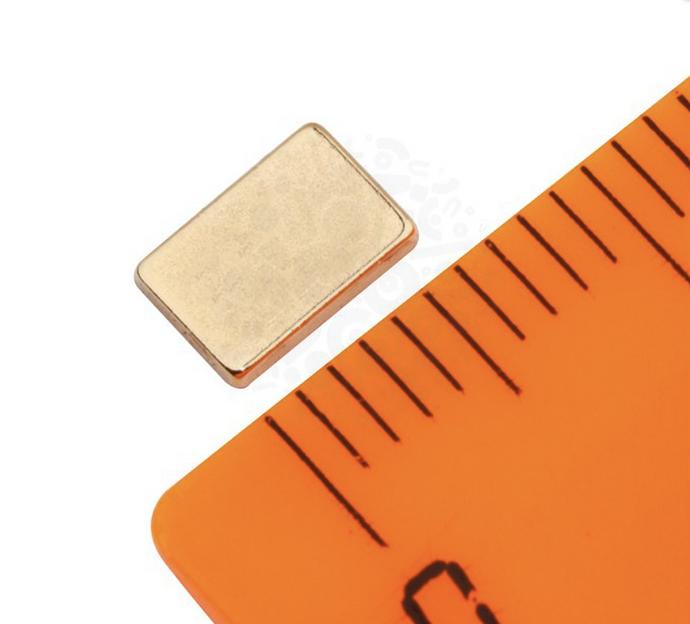 Неодимовый магнит прямоугольник 6х4х1 мм, золотой, опт фото 2