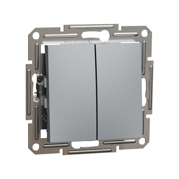 Выключатель 2х клавишный SE EPH0600162 Asfora проходной механизм сталь фото 1