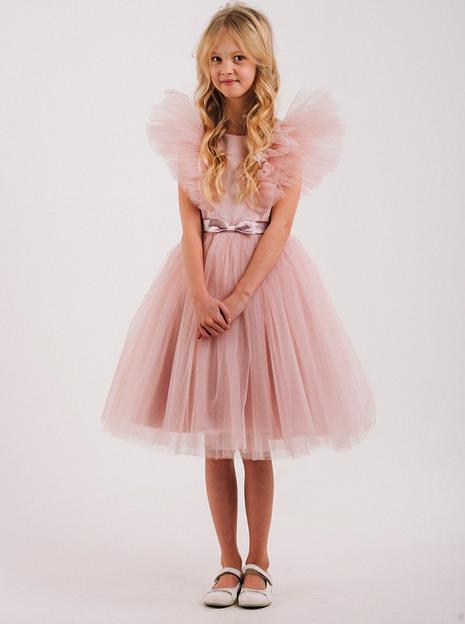 Платье для девочки Энди нарядное, пудра, 22-205_2, опт фото 1