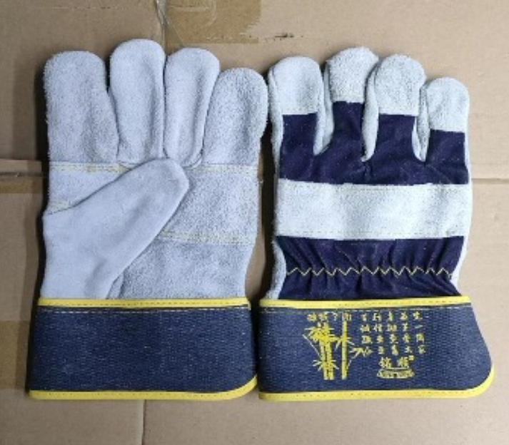 Перчатки комбинированные из спилка серые ОПТ фото 1