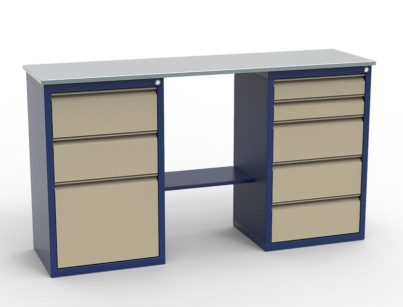 Верстак для гаража двухтумбовый с оцинкованной столешницей ЛВ-2Т.03.05_сб7 фото 2