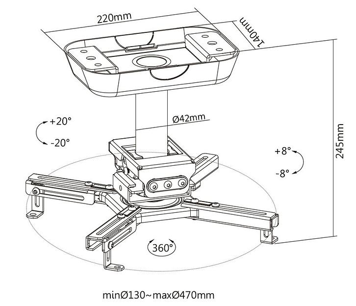 Кронштейн потолочный для проектора Exell EXi-P4500 фото 9
