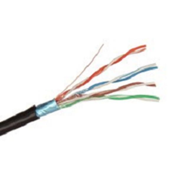 Exegate EX241488RUS Кабель FTP 4 пары кат.5e Exegate 100% медь,24AWG, экран, для внешней прокладки, с тросом, 305м, черный PE фото 1