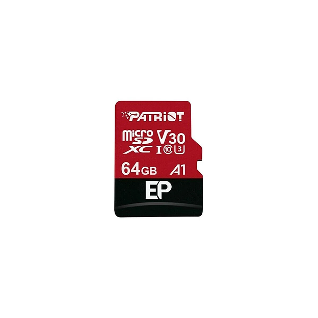 Карта памяти MicroSD Patriot EP microSDXC  64GB  PEF64GEP31MCX  Class 10  V30  A1  +adapter фото 1