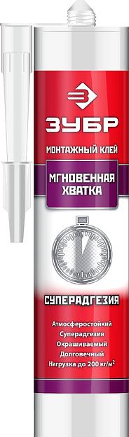 ЗУБР 300 мл, прозрачный, монтажный клей мгновенная хватка (41334) фото 1