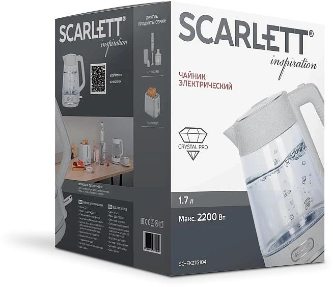 Чайник электрический Scarlett SC-EK27G104 1.7л. 2200Вт белый корпус: стекло фото 9
