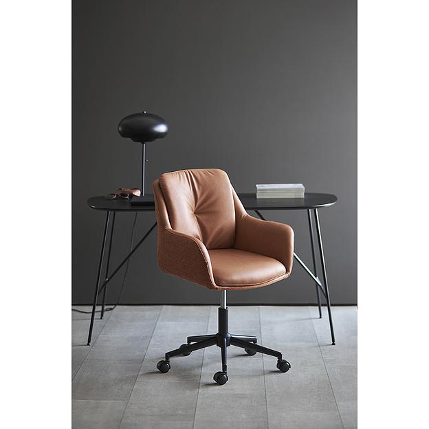 Стул на колесиках Allar, экокожа, рогожка, коричневый фото 3