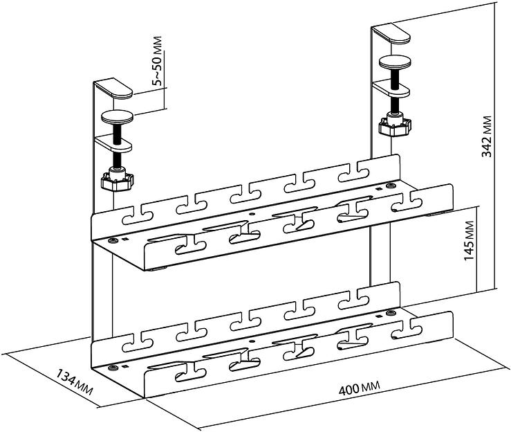 Кабель-канал Cactus CS-CM-400-2WT для столов 40x13.4x34.2см белый фото 4