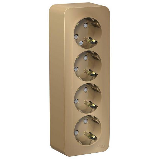 Systeme electric BLNRA011414 BLANCA О/У РОЗЕТКА 4-я с заземл. со шторк. ИЗОЛ.ПЛ.,16А, 250В, ТИТАН фото 1