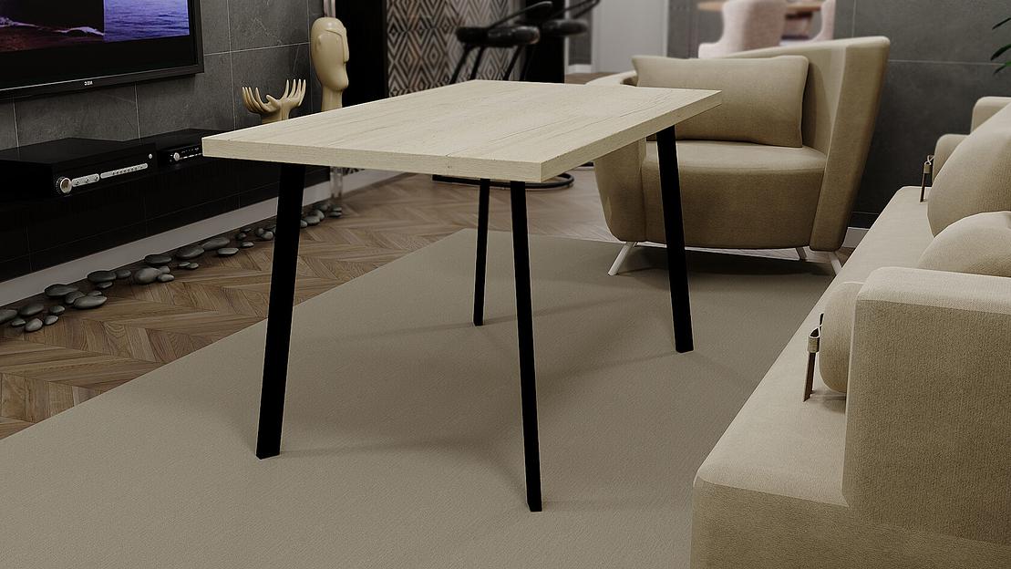 Стол Hagen 120(+40)x80 см чёрный металл, галифакс белый фото 3