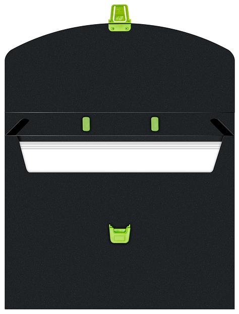 Портфель Бюрократ Black Opal BLPP01LETT 1 отдел. A4 пластик 0.7мм черный/салатовый фото 2