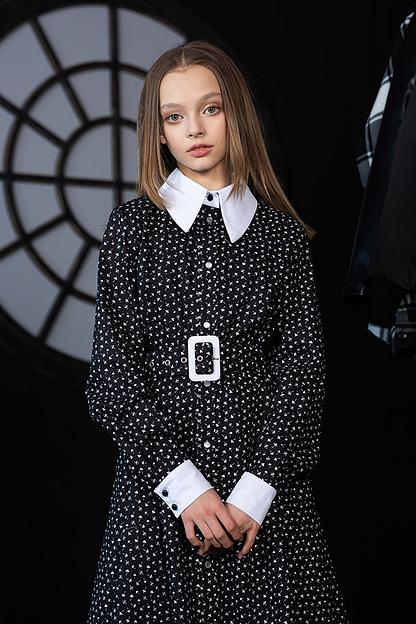 Классическое платье-рубашка в стиле «Уэнсдей Аддамс» на девочку ОПТ фото 4