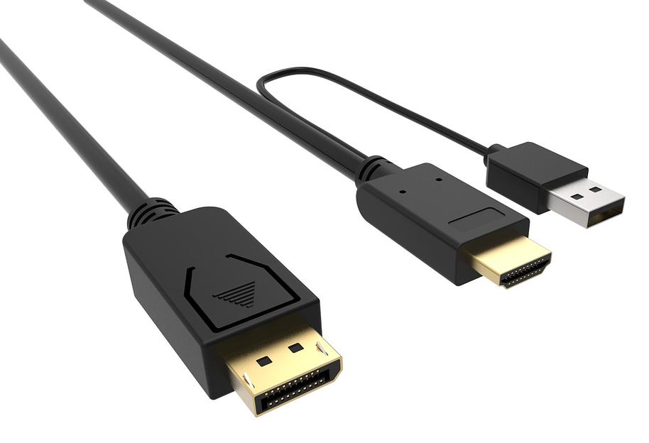 Кабель аудио-видео Buro HDMI (m)/DisplayPort (m) 2м. Позолоченные контакты черный (HDMI-DP-2M) фото 1