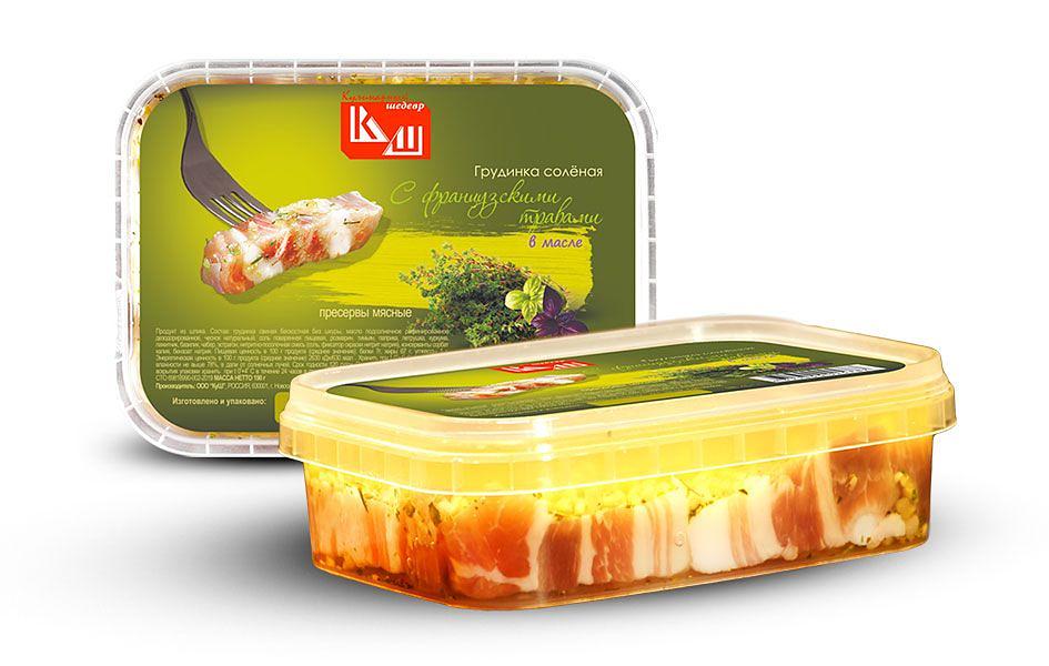 Грудинка солёная без шкуры «С французскими травами» (в чесночном масле) ОПТ фото 1