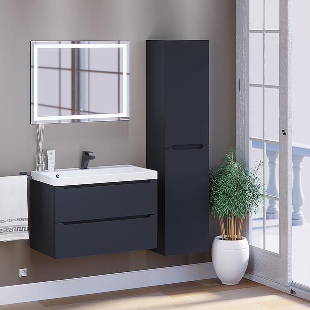 Тумба под раковину для ванной Uperwood Tanos 80 см, подвесная, черная матовая фото 7