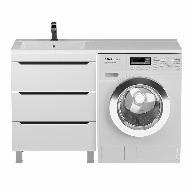 Тумба под стиральную машину Uperwood Tanos 60 см, напольная, белая/графит, 3 ящика фото 5