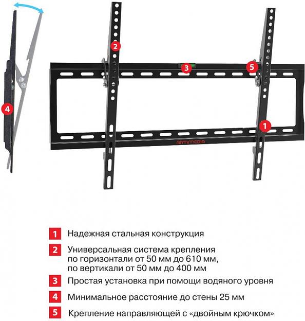 Кронштейн для телевизора Arm Media STEEL-2 new черный 32"-90" макс.40кг настенный наклон фото 2
